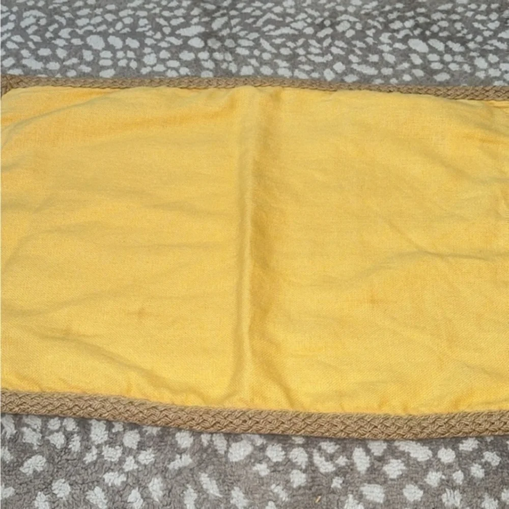 Pottery Barn Sunflower Yellow 100% Linen Braided Trim Pillow Cover‎ 16 x 26